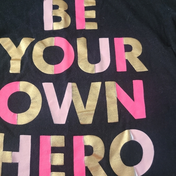 Old Navy Girls Sz XS 5 Black Long Sleeve Tee Shirt Be Your Own Hero - Picture 7 of 9